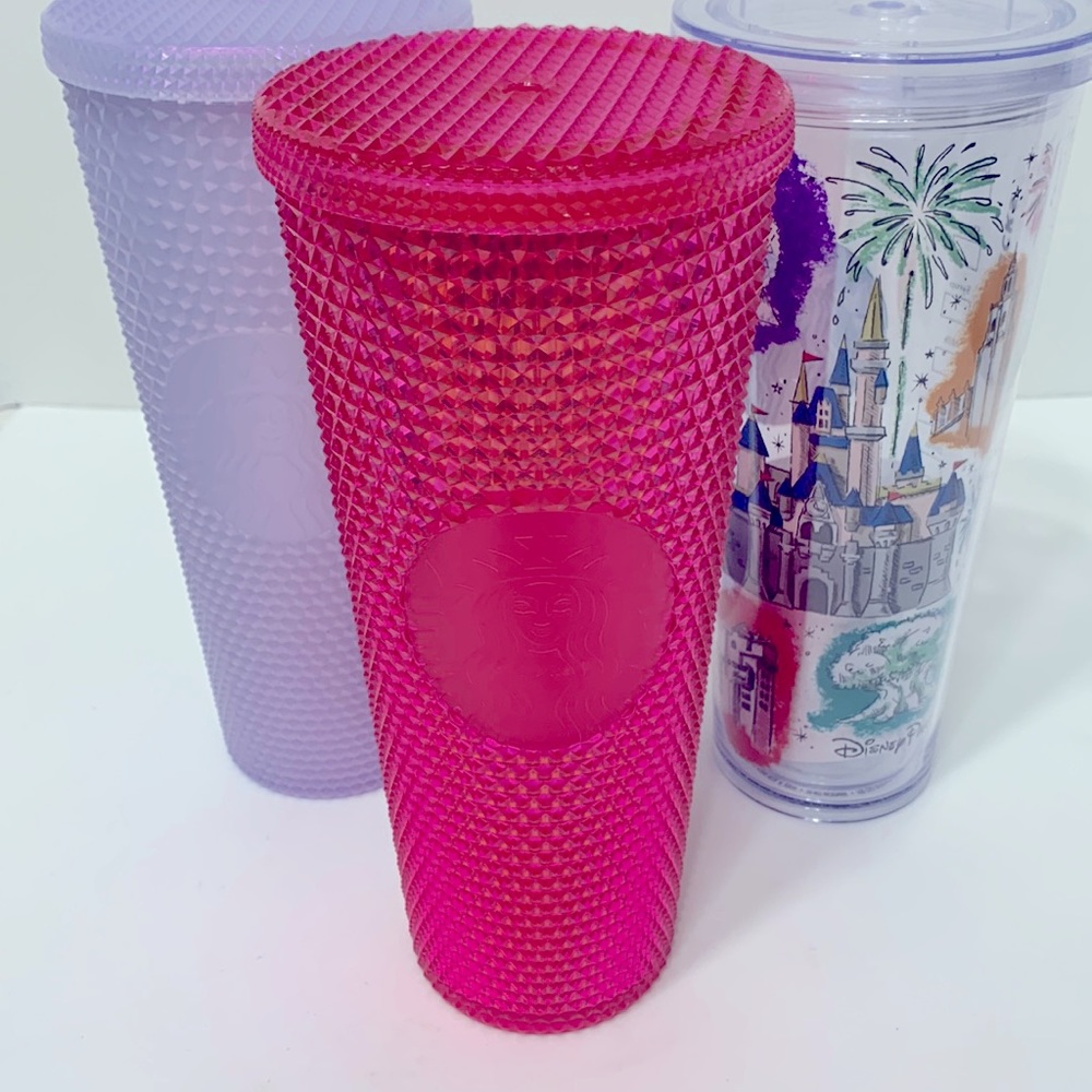 Starbucks metallic bright pink studded cup 2019